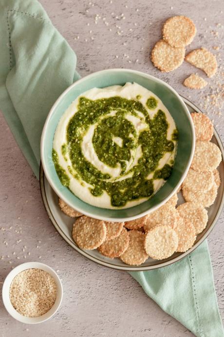 Whipped feta with sesame crackers