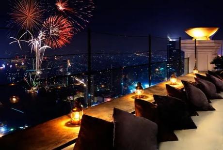 The mesmerising view of the skyline from a rooftop in Thailand during new year’s celebration