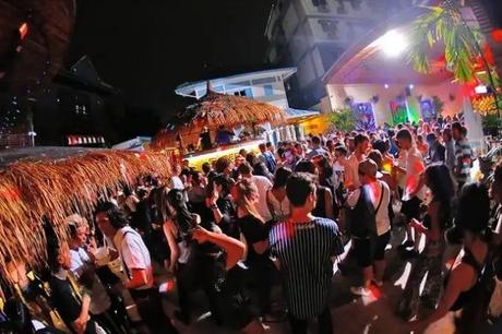 A street party on Khao San Road, Bangkok during new year celebration in Thailand