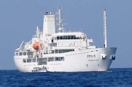 A photo of the Arabian Sea ship that travels from Kochi to Lakshadweep