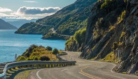 A panoramic view of the road along one of the best cities to visit in New Zealand