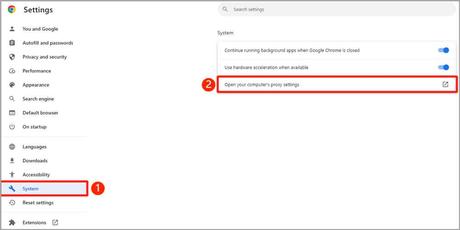 Open your computer’s proxy settings
