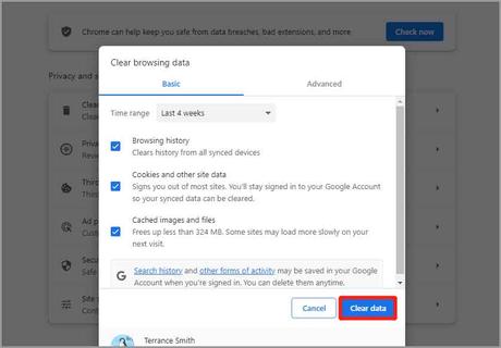 Finally hit the Clear data button