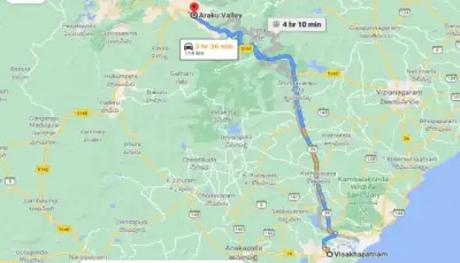 Road map from Vizag to Araku Valley