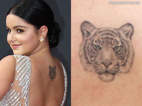 Ariel Winter single needle back tiger tattoo
