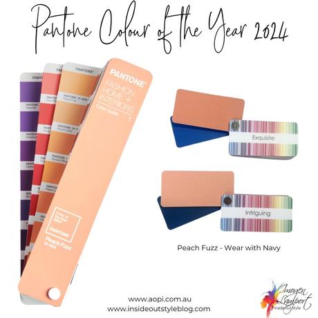 Pantone color of the year 2024 Peach Fuzz - wear with navy