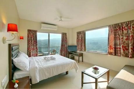 Stunning views of rolling hills from a room at Bella Vista Resort, Mahabaleshwar
