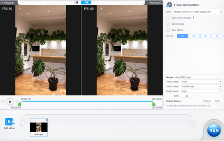 VideoProc frame interpolation 