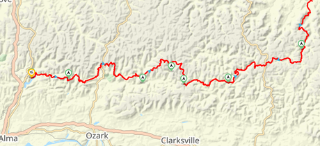 Top 5 Long-Distance Hiking Trails in North America Without Permits Map of the Ozark Highlands Trail on HiiKER