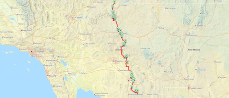 Top 5 Long-Distance Hiking Trails in North America Without Permits Map of The Arizona Trail on HiiKER