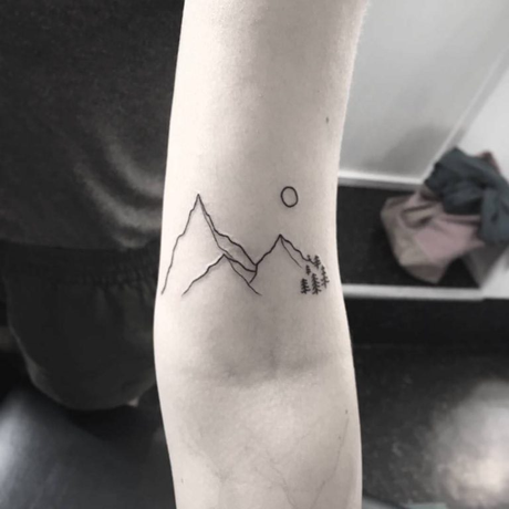 Simple and Geometric Hill Tattoo Design 