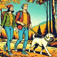 AI generated image of family hiking in the fall woods