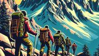 Hiking vs Backpacking, What's the Difference? AI generated image of backpackers in the mountains