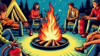 AI Generated image of campers safely sitting around a campfire