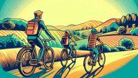 Simple Eco-Friendly Travel Tips AI Generated image of a family of travelers riding bicycles