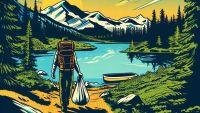 AI Generated image of a hiker packing out their trash