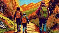 Simple fall hiking tips to keep your family warm and safe AI generated illustration of family hiking in the fall