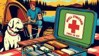 AI Generated image of a camper using a first aid kit