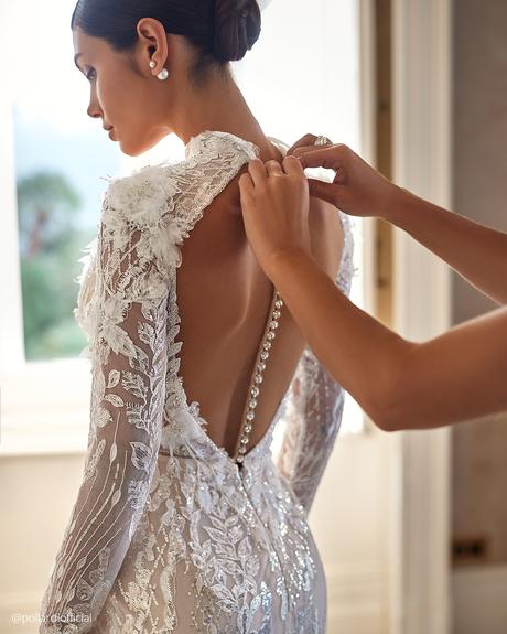 pollardi fashion group wedding dresses open back with long sleeves lace pollardi