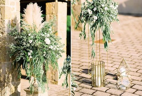 Romantic chic wedding decoration ideas with white blooms and lush greeneries