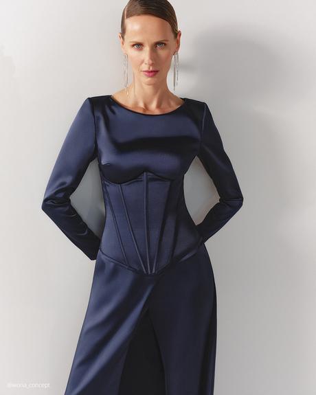 wona concept mother of the bride dresses navy suit silk with lace up corset