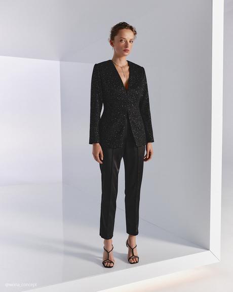 wona concept mother of the bride dresses black pantsuit with glitter jacket