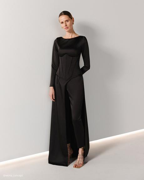 wona concept mother of the bride dresses black suit with boat neckline