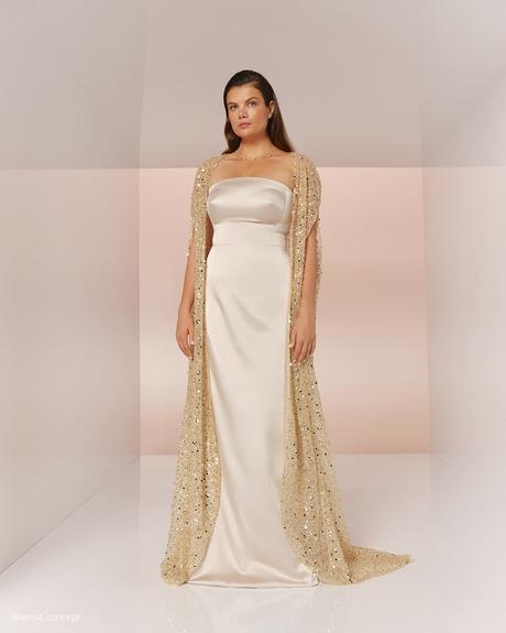 wona concept mother of the bride dresses a line strapless neckline with sequined cape