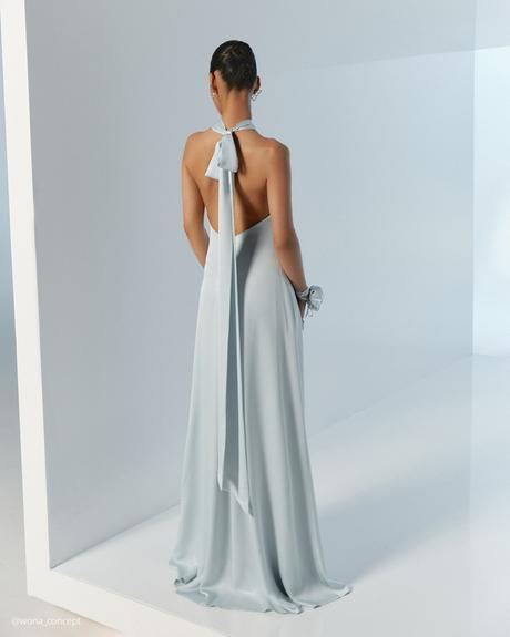 wona concept bridesmaid dresses long silk backless with halter neckline