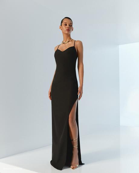 wona concept bridesmaid dresses long black with spaghetti straps sexy