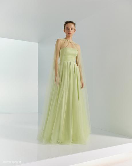 wona concept bridesmaid dresses green strapless neckline with cape
