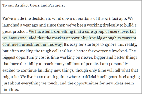 Artifact by nstagram Co founders is Shutting Down