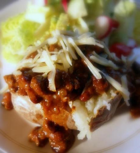 Jacket Potato with Chili and Cheese