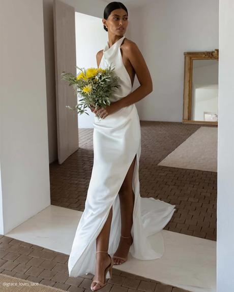 courthhouse wedding dress sheath simple with slit sexy grace loves lace