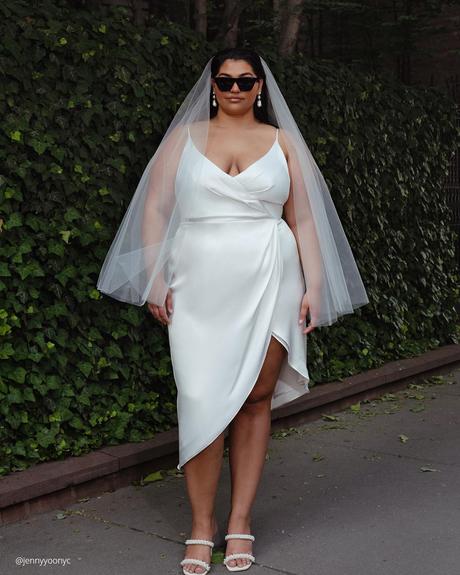 courthouse wedding dress short simple with spaghetti straps plus size jenny yoo