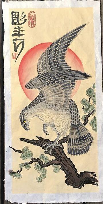 Hawks portrayed in Japanese art
