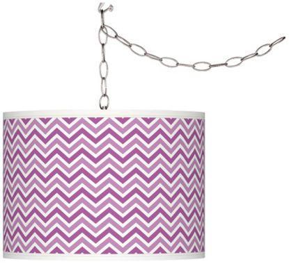 Contemporary Radiant Orchid Narrow Zig Zag Plug-In Swag Pendant