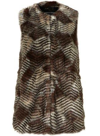 Brown longline faux fur gillet