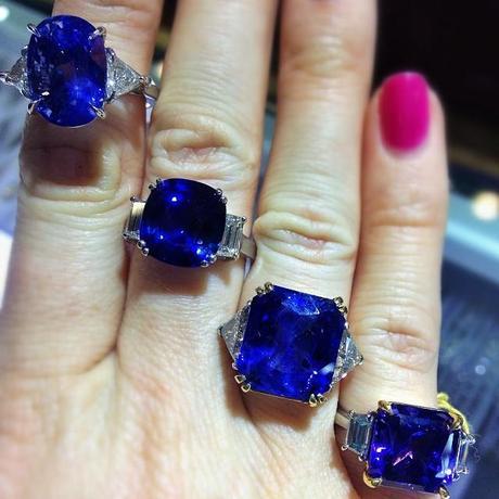 Sapphire and diamond rings and a tanzanite and diamond ring