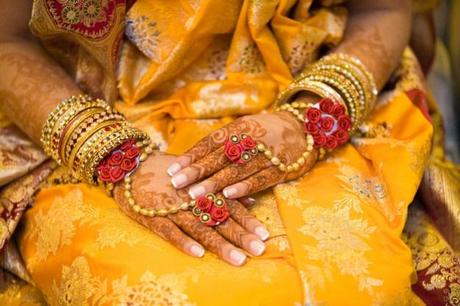 Indian brides usually favor heavy, ornate bangles