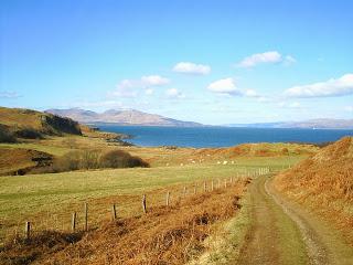 Sheep Herds and fences close to the seal colony on Island of Kerrera