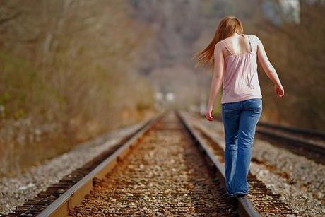 girl walking alone