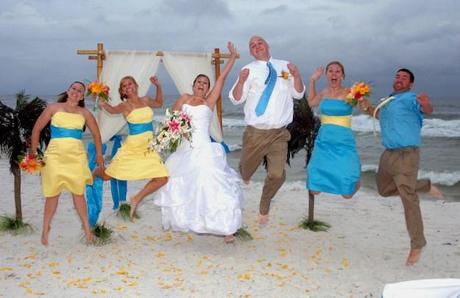 Colorful beach wedding clothes