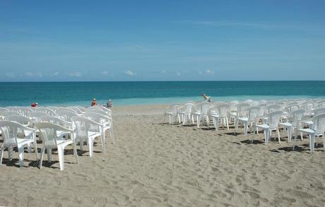 Wedding chairs and aisle facing the sea