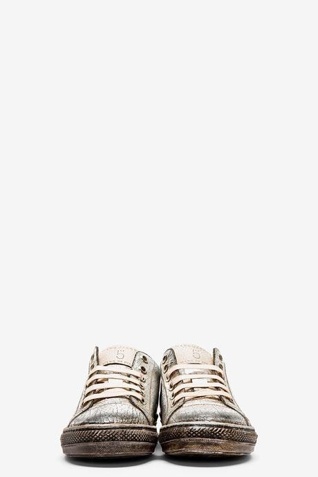 Tarnished Made Good:  Marc Jacobs Silver Cracked Leather Sneakers