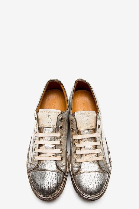 Tarnished Made Good:  Marc Jacobs Silver Cracked Leather Sneakers