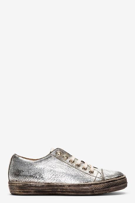 Tarnished Made Good:  Marc Jacobs Silver Cracked Leather Sneakers