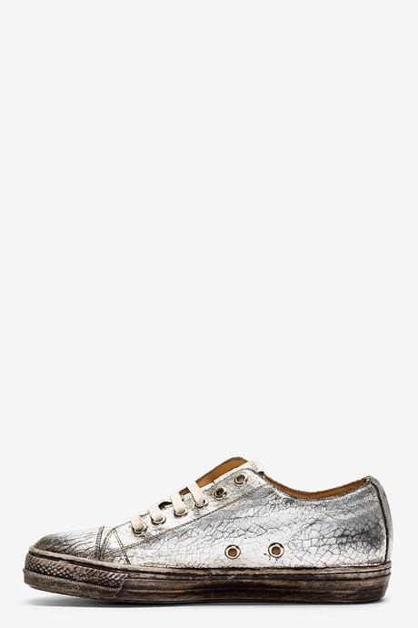 Tarnished Made Good:  Marc Jacobs Silver Cracked Leather Sneakers