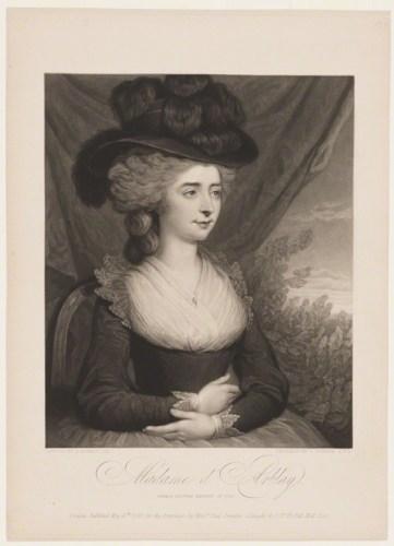 NPG D930; Frances d'Arblay ('Fanny Burney') by Charles Turner, published by  Paul and Dominic Colnaghi & Co, after  Edward Francisco Burney