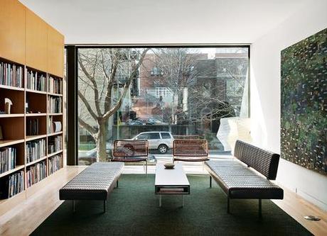 brick-clad renovation in Chicago interior living room 